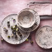 (6 pcs) Bowl - CONFETTI - Stoneware - round - Ø 140mm - Pink