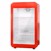 Commercial Mini Bar Refrigerator - 495mm - 113L - with 1 glass door & reversible hinges - Red - Double-glazed glass door