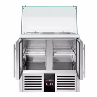 Pult za pripremu salate PREMIUM - 900 mm - 2 staklena vrata - s visokom staklenom nadogradnjom za 2x GN 1/1 & 3x GN 1/6
