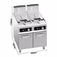 Gázüzemű dupla olajsütő - álló - 20+20 liter - 35 kW - digitális vezérlés - Bflex Digital - leeresztőcsappal