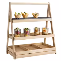 Açık Büfe Teşhir Standı - VALO - köşeli - Eiken ağacı - Kahverengi - 555x325x640mm - 3 kat ile - GN 1/1 & GN 2/4 ile uyumlu