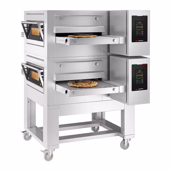 (2 Units) Commercial Electric Conveyor Oven – 1850 x 2450 mm – Touch Control – 1000 mm Belt Width – incl. Stand