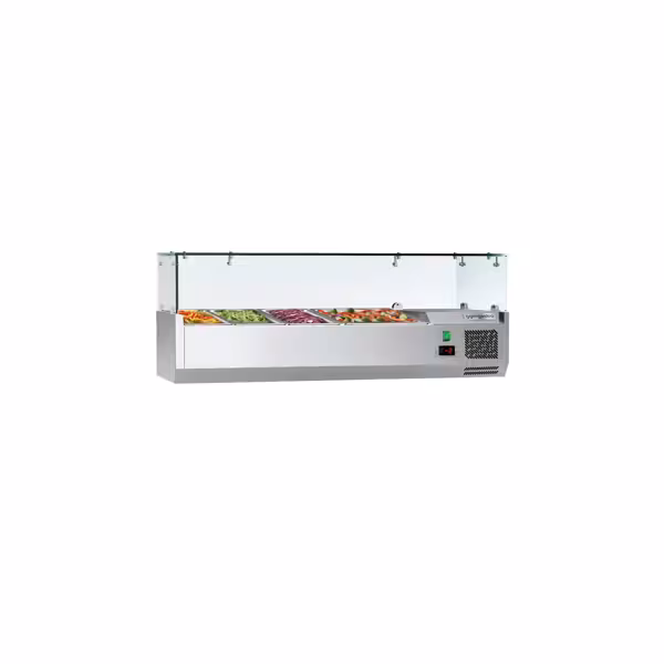Nadstawna witryna chłodnicza ECO – 1200 x 395 mm – 3 pojemniki GN 1/3 i 1 pojemnik GN 1/2