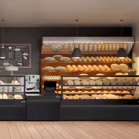 Brottheke TORONTO - 1800mm - schwarze Front - 1 Ablage