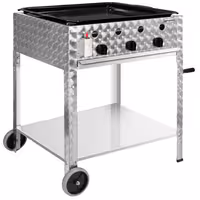 Gázgrill - 10 kW - inkl. mobil alsó állvány, grillrács és lemez