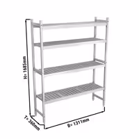 وحدة رفوف ألمنيوم - بداية - 1311x1685mm - عمق: 360 mm - 4 رفوف - الحمولة: 450 kg
