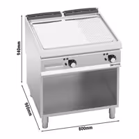 Chapa elétrica - 13,2 kW - Mista (lisa/ranhurada) - Superfície de cozedura: 800x900mm - incl. estrutura de suporte