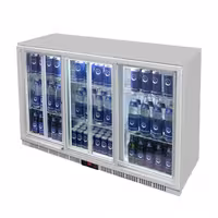 GASTRO-COOL | Barski hladnjak - 1350 mm - 312 litara - Sa 3 staklena klizna vrata - Srebrna boja