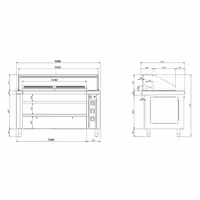 Stație de gătit mobilă - 1600 x 850 mm - Înălțime: 1170 mm