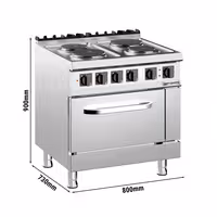 Fogão elétrico - 15,2kW - 4 placas redondas - com forno a gás estático - 6kW