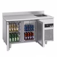 Rashladni pult PREMIUM - 1430x720 mm - 270 l - Ventilirano hlađenje - s 2 vrata - s 1 korita - Leđni podignuti rub
