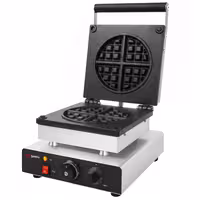 Commercial Waffle Maker - Single - Manual - 1,75 kW - Shape: American waffle - Teflon-coated baking plates