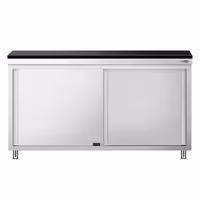Rozsdamentes acél munkaszekrény PREMIUM – 1600x600 mm – átadóablakkal – gránit munkalapmal