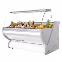 Chladicí/masný pult - 2000 mm - Bílý - Se světlem a osvětleným předním panelem