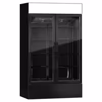 Commercial Beverage Display Fridge with Illuminated Canopy - 1200mm - 1048 Litres - with 2 hinged glass doors - LED lighting - Black - Temperature range 1 to 10 °C