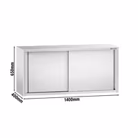 خزانة حائط ستانلس ستيل PREMIUM - 1400x400mm - مع باب انزلاقي - ارتفاع 650 mm