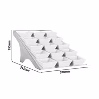 Açık Büfe Teşhir Standı - Paslanmaz Çelik & Melamin - köşeli - 330x515x195mm - dahil 15 Melamin Kase 90x90mm - 15 raf ile - 90x90mm kaseler ile uyumlu