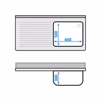 Sudoper s ormarićem PREMIUM - inox - 1400 x 700 mm - s 1 koritom - korito desno