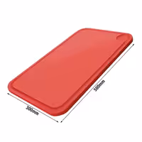 Griešanas dēlis ar sulas rievu - 300x500 mm - Biezums: 20 mm - HACCP atbilstošs - PE500 (HDPE) polietilēns - Sarkans - Var mazgāt trauku mazgājamā mašīnā - Neslīdošs