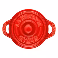 (4) STAUB| Ceramic Mini Cocotte Set, Round – Cherry Red - Ø 100 mm - 0.20 L Each