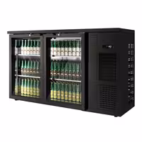 Rashladni pult za pića PREMIUM PLUS - 1435x512 mm - 264 l - 2 staklena vrata, LED osvjetljenje & samouzvarajuća vrata - crna