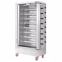 شواية دجاج كهربائية دوّارة تجارية - باب زجاجي مقاوم للحرارة - 26,40 kW - مع 8 أسياخ - بسعة حتى 48 دجاجة