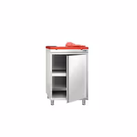 Rozsdamentes acél munkaszekrény PREMIUM - 600x700 mm - nyílóajtós, 1 ajtós - tart.: HACCP vágódeszka, piros