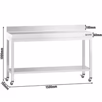 RST-työpöytä PREMIUM - 1500x700mm - jalustalla, jalustalla ja pyörillä varustettuna