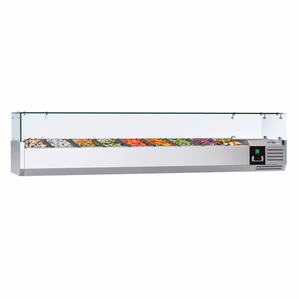 Nadstawka chłodnicza do na dodatki PREMIUM - 1800x335mm - 8x GN 1/4 - Czarny