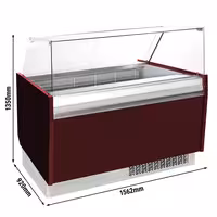 Ice Cream Display Freezer | LIAM - 1560mm - Static cooling - with LED lighting - for 13+13 x 5 litres Napoli pans - Granatrot