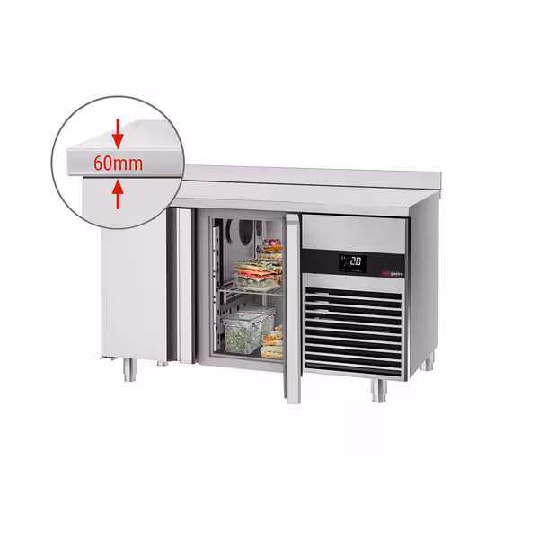 Rashladni pult PREMIUM - 1400x600 mm - 250 l - Ventilirano hlađenje - s 2 vrata - bez podignutog ruba