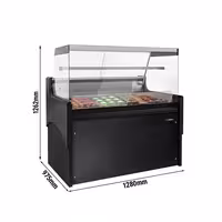 Csemegepult - 1280x975 mm - 120 liter - ventilációs - egyenes frontüveges - fekete - 1 polccal