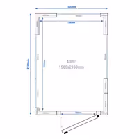 Külmkamber (0…+8 °C) - 1500x2100 mm - 4,8 m³ - 3 klaasseinaga