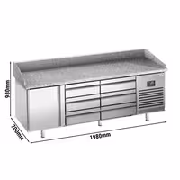 Table réfrigérée à pizza Premium PLUS - 1980 x 700 mm - avec 1 porte et 6 tiroirs