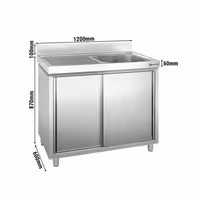 Sudoper s ormarićem PREMIUM - inox - 1200 x 600 mm - s 1 koritom - korito desno