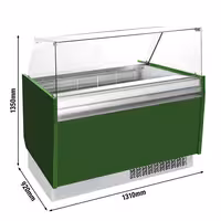 Ice Cream Display Freezer | LIAM - 1310mm - Static cooling - with LED lighting - for 10 x 5 litres Napoli pans - Green