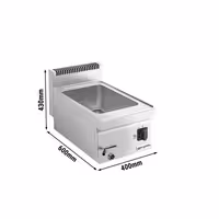 Toplovodna kupka stolna električna - 1,2 kW - GN 1/3 + GN 1/2 - s odvodnim ventilom