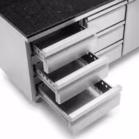 Commercial Counter Fridge PREMIUM – 1400 × 700 mm – with 6 Drawers – incl. Granite Worktop