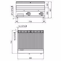 Fry Top Gas Professionale - 13,8 kW - Rigato - Superficie di cottura: 795x500mm