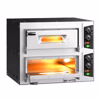 Electric Deck Pizza Oven - Twin Deck - Refractory Stone Deck - 4+4 x Ø 24cm (9.4") - 230V Single Phase | 16A CEE Plug - Mechanical Controls - up to 450°C