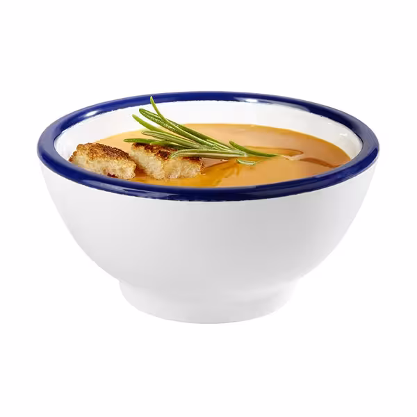 (6 adet) Ramekin (Sos Kasesi) - ENAMEL LOOK - Melamin - 90ml - yuvarlak - Ø95mm - Beyaz/Mavi