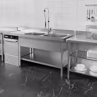 Pult za pranje za perilicu posuđa - 2000x700 mm - s 2 korita