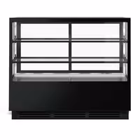 Commercial cake display fridge - 580L - 1500mm - Double glazing - square - with 2 glass shelves - rear sliding doors - for patisserie - Black