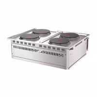 Elektriskā plīts - 10,4 kW 400 V - 4 plāksnes apaļi - iebūvējama - 800x765x265 mm