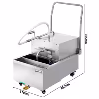 Filtar za friteznо ulje s ispusnim ventilom - 510x850x965 mm | 550 W | 220–240 V | 50 Hz | kapacitet filtracije do 48 l/min - nehrđajući čelik | s kotačima - uključuje 5 filtera