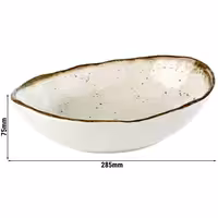 (6 adet) Kase - STONE ART - Melamin - 1,2L - oval - 285x210mm - Derinlik:75mm - Beyaz/Kahverengi