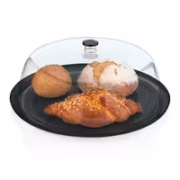 Tray with Dome Cover - Polycarbonate - 390x390mm - Height: 150mm - round - incl. tray - with stackable; ergonomic handle; black tray