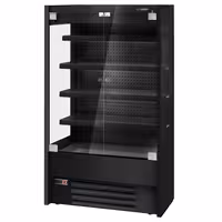 Commercial multideck display fridge - 1100mm - with 2 hinged glass doors & 4 shelves - Black