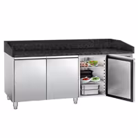 Commercial Pizza Prep Counter - Granite Top PREMIUM - 2025x800mm - with 3 doors