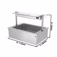 Cuba de hielo encastrable - 1135mm - 3x GN 1/1 - 130L - con protector antisalpicaduras de cristal